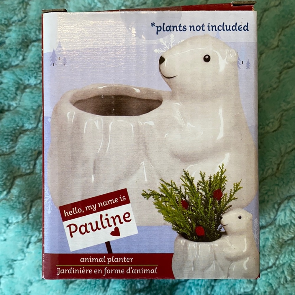 Pauline Polar Bear Ceramic Animal Planter